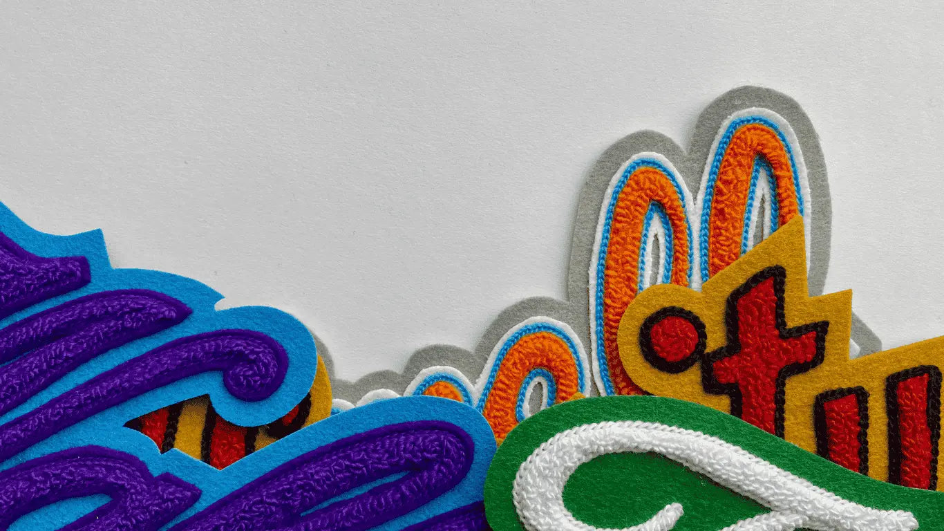 Custom chenille name patches for varsity jackets, layered and overlapping – Koch American Varsity